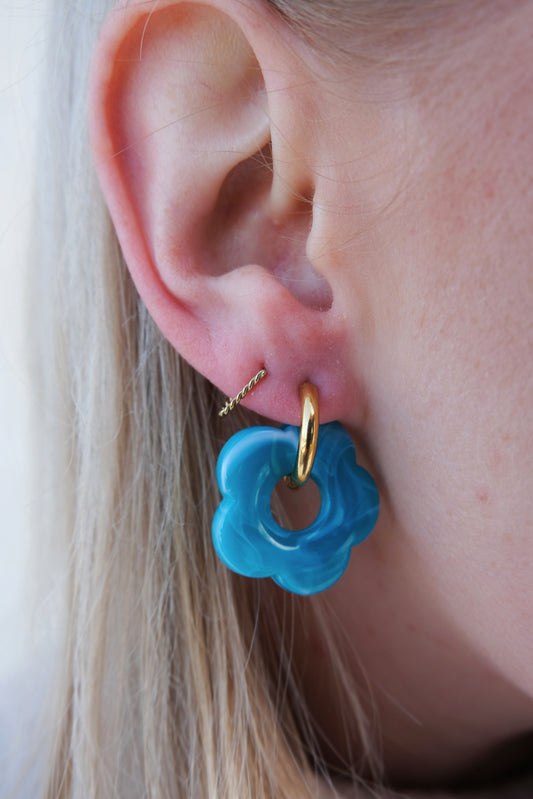 Flower Earrings (donkerblauw)