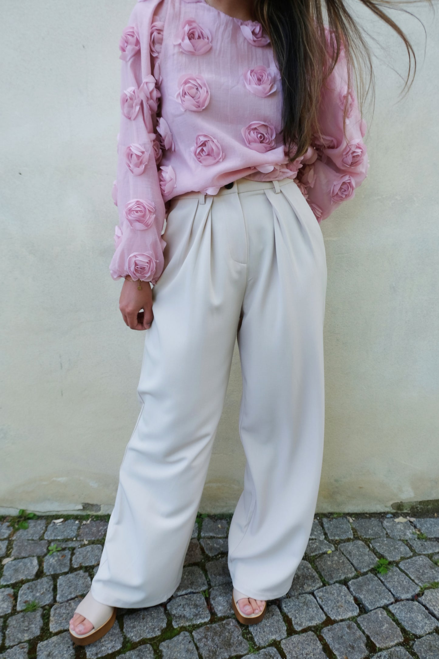 Beige Wide Trouser