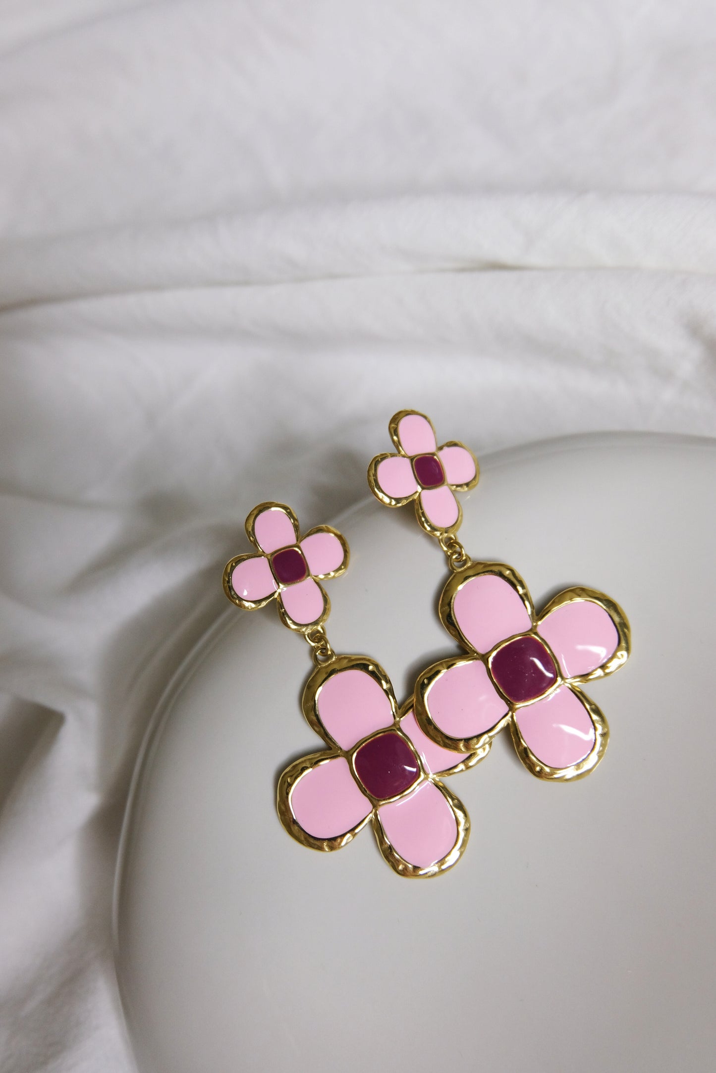 Pink Flower Earrings