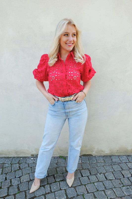 Red Crochet Blouse