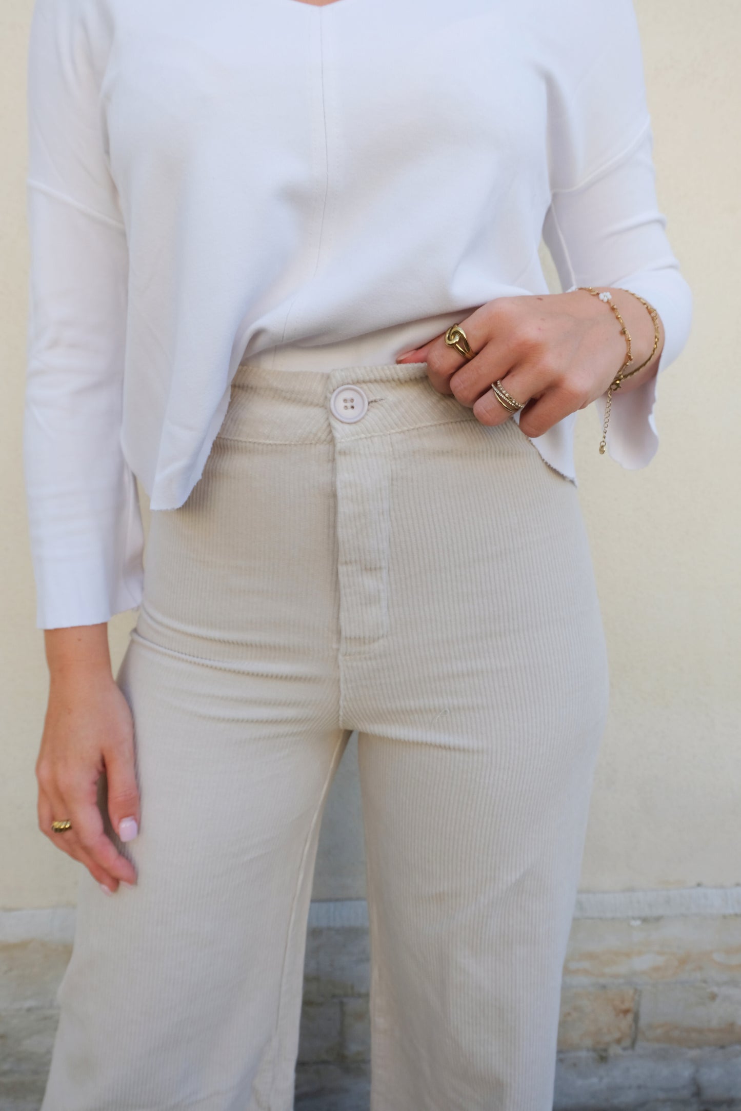 Beige Wide Trouser